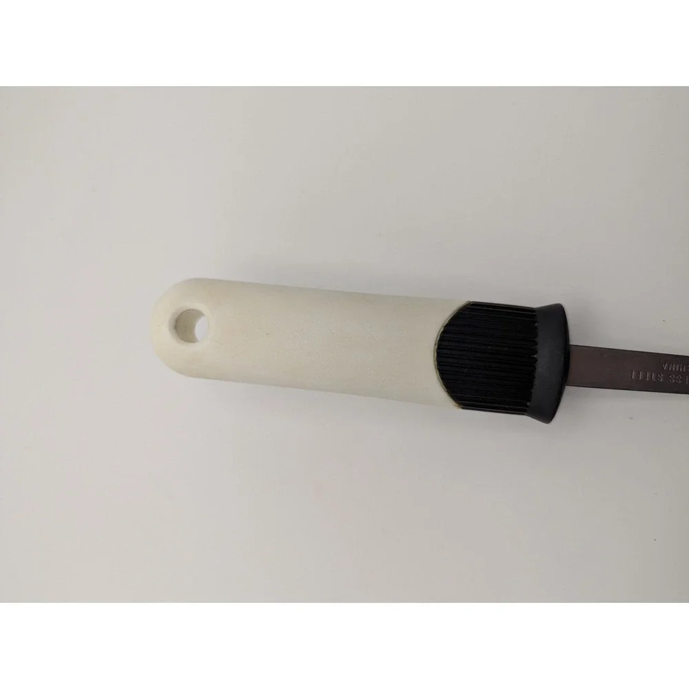 Vintage EKCO Serving Spoon Stainless Steel White‎ Black Plastic Handle Utility